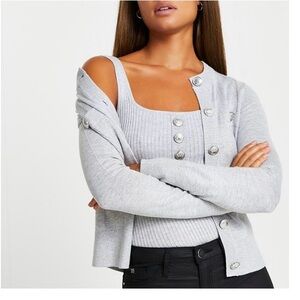 RIVER ISLAND SZ 14 NWT GREY 2 PIECE KNIT SET